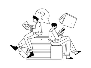 Education and learning people flat vector concept hand drawn illustration
