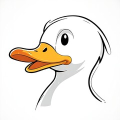 Bold Line Art Duck with Glossy Beak and Wholesome Cartoon Charm