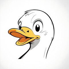 Simple Duck Head Design with Expressive Beak and Glossy Black Cartoon Eye
