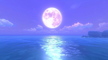 湖面に映る月光：静寂な夜の幻想的な風景