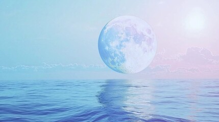 湖面に映る月光：静寂な夜の幻想的な風景