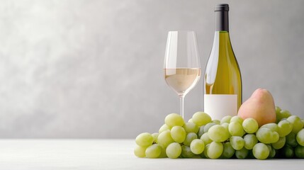Obraz premium White wine, grapes, and pear