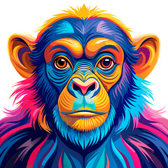 Obraz premium Colorful Artistic Chimpanzee Portrait in Pop Art Style.
