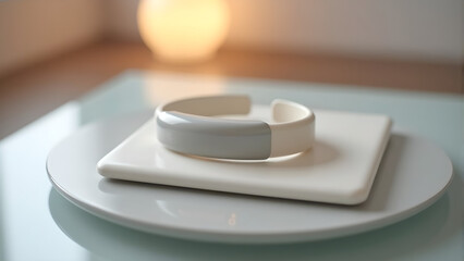 Modern wristband charger on ceramic pad
