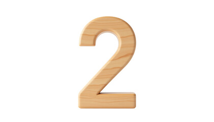 Naklejka premium Wooden number two, white isolate background