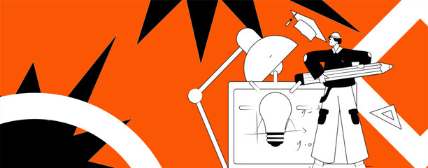 Education and learning people flat vector concept hand drawn illustration
