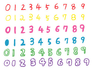 手書き文字　数字　ナンバー　カラフル　ハンドレタリング　フォント