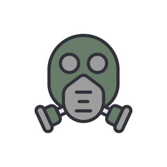 Gas mask colored icons, minimalist vector illustration ,simple transparent graphic element .Isolated on white background