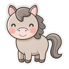 Fototapeta premium minimalist cartoon sticker of a cute horse in past.png