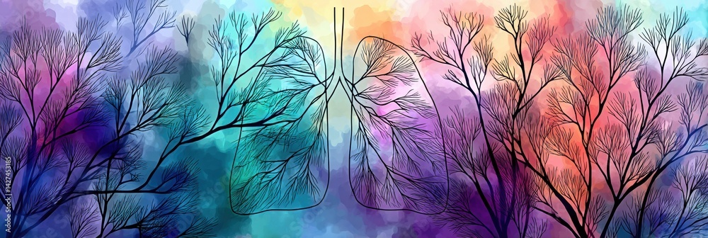 Poster breathing life through abstract lungs in a calming pastel fog animation