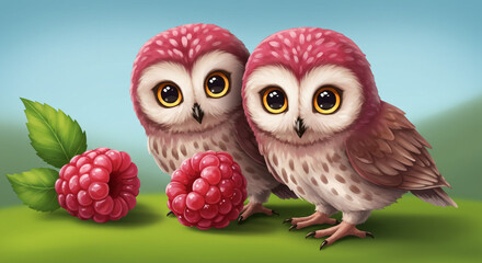 Fototapeta premium Raspberry Owl Digital Painting