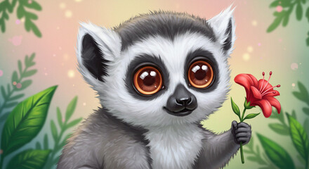 Fototapeta premium Lemur Digital Painting