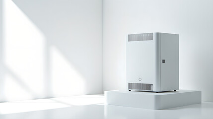 Compact Heater in Bright White Room
