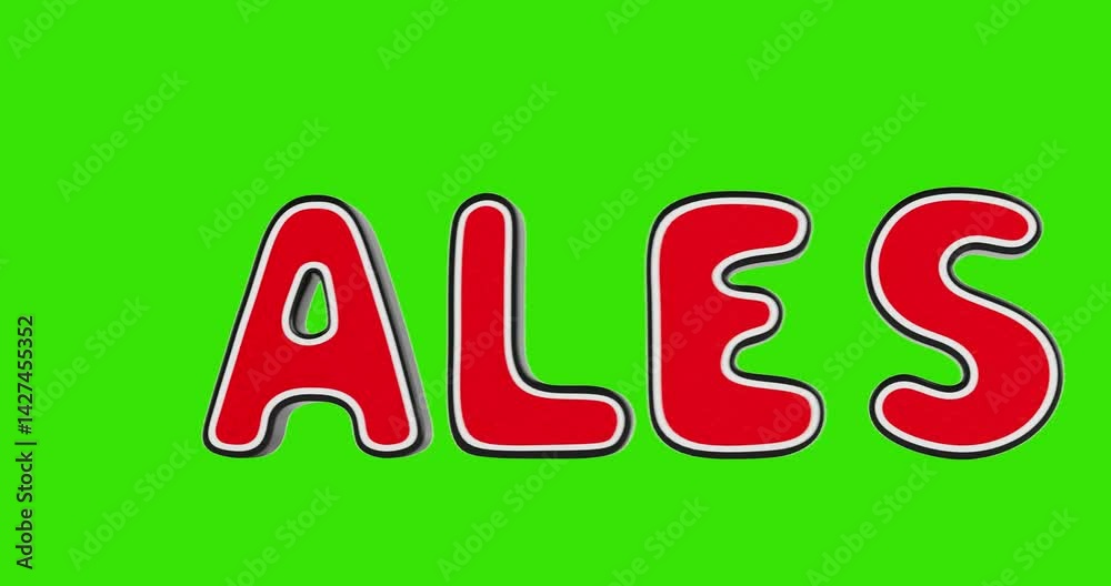 Poster 4k resolution video: red sale sign jump on a green screen background with alpha matte