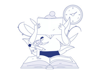 Education and learning people flat vector concept hand drawn illustration
