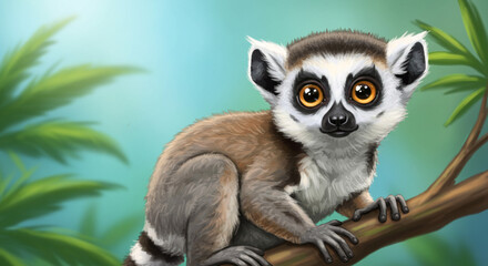 Obraz premium Lemur Digital Painting