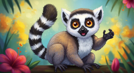 Obraz premium Lemur Digital Painting