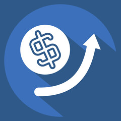 Icon Growth Arrow. related to Development symbol. long shadow style