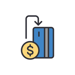 Cashback colored icons, minimalist vector illustration ,simple transparent graphic element .Isolated on white background