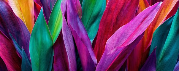 Vibrant Layers of Colorful Leaves in Bright Tropical Palette