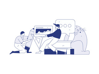 Education and learning people flat vector concept hand drawn illustration
