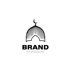 Mosque Logo. Mosque Logo Design. Mosque Logo Brand. Mosque Logo Vector Design Isolated on White Background