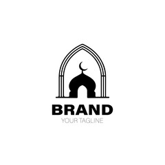 Mosque Logo. Mosque Logo Design. Mosque Logo Brand. Mosque Logo Vector Design Isolated on White Background