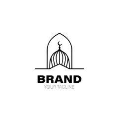 Mosque Logo. Mosque Logo Design. Mosque Logo Brand. Mosque Logo Vector Design Isolated on White Background