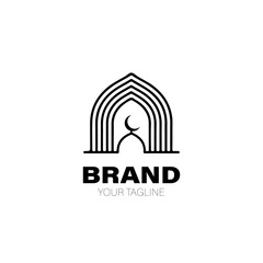 Mosque Logo. Mosque Logo Design. Mosque Logo Brand. Mosque Logo Vector Design Isolated on White Background