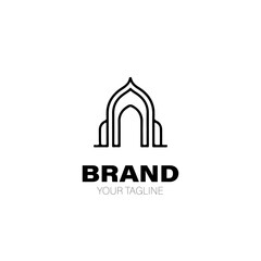 Mosque Logo. Mosque Logo Design. Mosque Logo Brand. Mosque Logo Vector Design Isolated on White Background