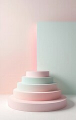 Fototapeta premium A beautifully decorated cake featuring a white and pink design, elegantly perched atop two tiered cakes, adorned with delicate floral accents.