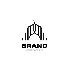 Mosque Logo. Mosque Logo Design. Mosque Logo Brand. Mosque Logo Vector Design Isolated on White Background