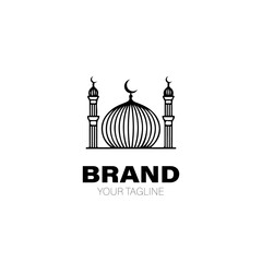 Mosque Logo. Mosque Logo Design. Mosque Logo Brand. Mosque Logo Vector Design Isolated on White Background