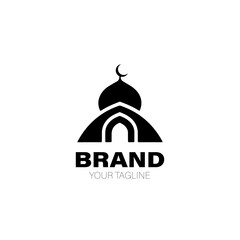 Mosque Logo. Mosque Logo Design. Mosque Logo Brand. Mosque Logo Vector Design Isolated on White Background