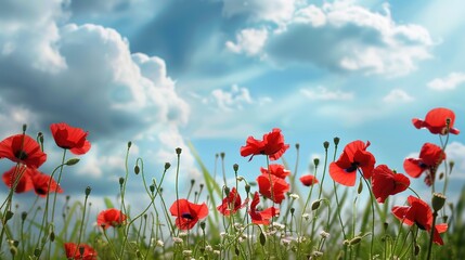 Naklejka premium Memorial Day Cloudy Day Background: Clouds Hang Low in Tribute, Using the Gloomy Sky to Set off Solemn Remembrance and Deep Respect