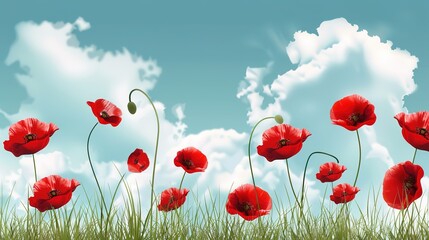 Fototapeta premium Memorial Day Cloudy Day Background: Clouds Hang Low in Tribute, Using the Gloomy Sky to Set off Solemn Remembrance and Deep Respect