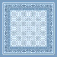 Obraz premium This minimalist ethnic hijab scarf design features a geometric border with traditional patterns in an elegant maroon and gold color scheme. Perfect for fashion-conscious women, the square layout makes