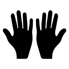 Symmetrical silhouette of two hands outstretched in a gesture of offering, peace