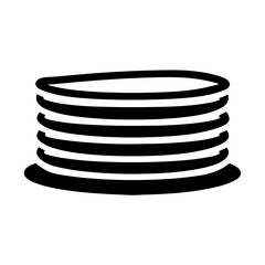 Monochrome illustration showing a stack of round objects or layers, front view