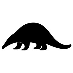 Silhouette of an anteater walking gracefully on a white background