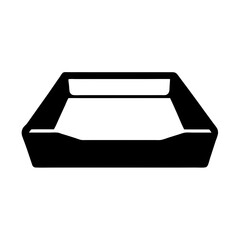 Black and white simple illustration of a low sided rectangular container