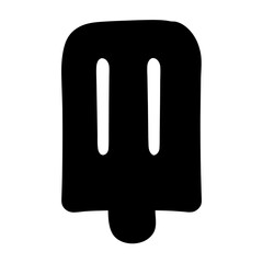 Simple minimalist illustration of black silhouette of ice cream popsicle with stick