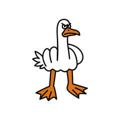 Angry Goose Cartoon Vector – Funny Bird Clipart Illustration