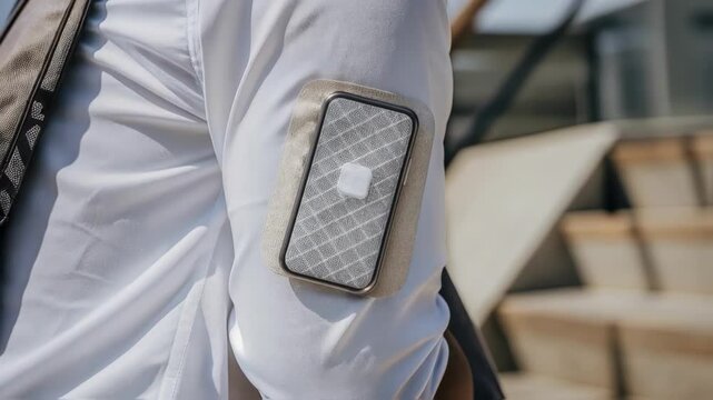 An advanced fabric patch adhered to the skin embedded with nanosensors that continuously track hydration levels and provide feedback via a smartphone app with a seamless skinlike