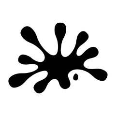 Abstract black ink splat art design on a white background surface