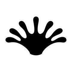 Stylized graphic representation of an abstract webbed foot or hand shape