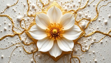 Elegant white lotus flower on textured background floral art minimalist design calm environment close-up view