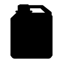 Silhouette of a black plastic jerrycan isolated on a white background