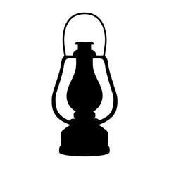 Silhouette of an antique kerosene lantern, perfect for old time lighting