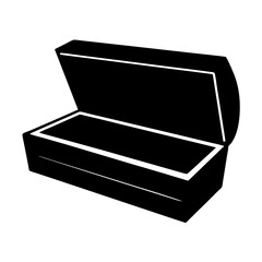 Sleek black treasure chest or storage container with an open lid